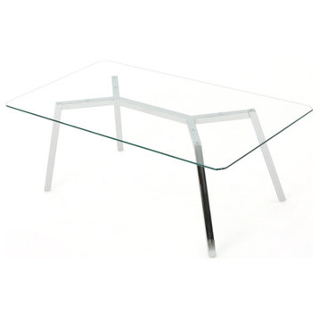 GDF Studio Verna Tempered Glass Dining Table