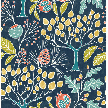 Shiloh Navy Botanical Wallpaper Bolt