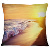 Bright Yellow Sky with Foam Waves Seashore Throw Pillow, 18"x18"