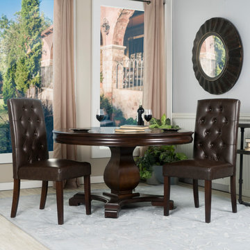 Crawford & Burke Set of Two Rich Chocolate Faux Leather Tufted Parsons Chairs
