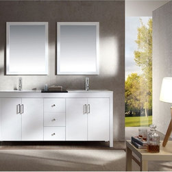 72 inch Contemporary Double Sink Bathroom Vanity Set in White Finish - Bathroom Vanities And Sink Consoles