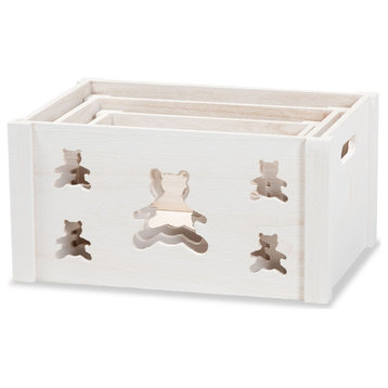 Gale Modern White 3-Piece Storage Crate Set