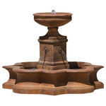 Campania International - Beauvais Garden Water Fountain - Four flowers adorn each side of the square column with water streaming down into the quatrefoil style basin and a spout ejecting water into an urn style bowl, the Beauvais Garden Water Fountain brings the soothing sound of moving water. It creates the perfect focal point for any outdoor environment. It is constructed with fiber reinforced cast stone concrete allowing it to last for a long time.