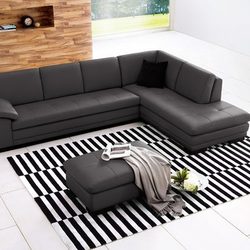 625 Grey Italian Leather Sectional Sofa