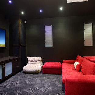 Inspiration for a contemporary home theater remodel in Brisbane
