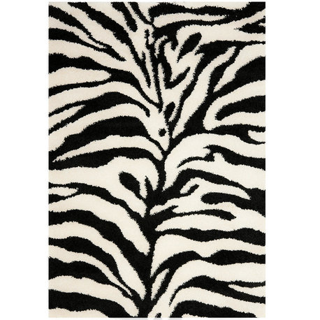 Safavieh Florida Shag Sg452-1290 Rug, Ivory/Black, 8'6"x12'0"