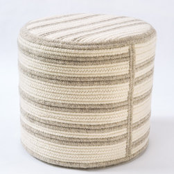 Raised Line Wool Ottoman in Light Grey by Thayer Design Studio - Footstools And Ottomans