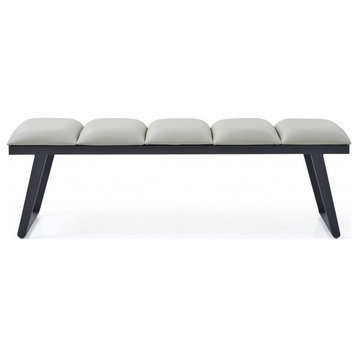 HomeRoots 57" X 16" X 18" Light Grey Faux Leather Bench