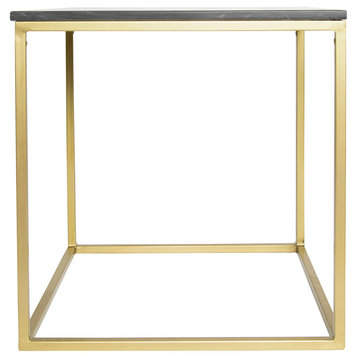 Marble Square Accent Table, Black, 18"x18"x20"