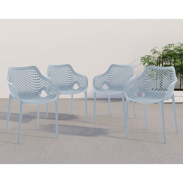 Mykonos Outdoor Patio Dining Chair (Set of 4), Sky Blue, With Arms