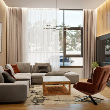 Kitchen & Living Room Rendering