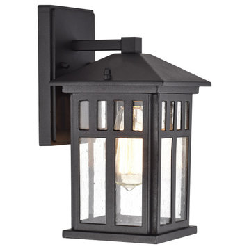 CHLOE Lighting JESSE Transitional 1-Light Textured Black Outdoor Wall Sconce