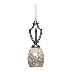 Zilo 1 Light Mini Pendant In Graphite, 5" Natural Fusion Glass
