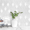 Elegant Glass and Marble Rhomboid Design Mosaic Backsplash Tile, Sheet