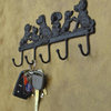 Cast Iron 5-Dog Key Hooks, Antique Black