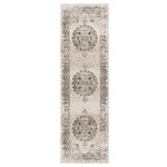 Well Woven - Well Woven Serenity Mora Vintage Medallion Ivory Rug 2'3" x 7'3" Runner SE-42 - The Serenity Collection is an exciting array of trendy geometric patterns and distressed-effect traditional designs, woven in a combination of cool, neutral tones with pops of vibrant color. The extra dense, 0.35" frieze yarn pile is low enough to fit under doors but maintains an exceptionally soft, plush feel. The yarn is stain resistant and doesn't shed or fade over time. Durable and easy to clean, these are perfect for long use in high traffic areas.