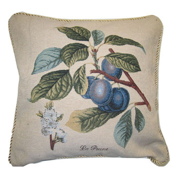 Sugar Plum Fruit Pillow Cover, Gold and Blue