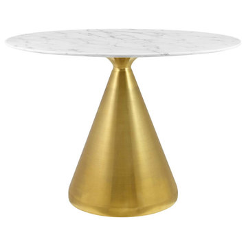 Tupelo 42" Oval Artificial Marble Dining Table, Gold White
