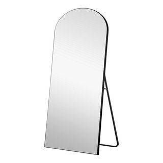 Cheval Mirror with Rhinestone Inlay and LED Silver