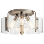 Kichler - Semi Flush 3-Light - The 4-light semi-flush mount fixture from the Thoreau collection unites Brushed Nickel and seeded glass together with exposed bolts for a minimalistic design that easily coordinates with many home d�cor styles. ,