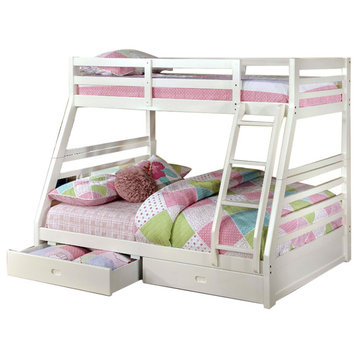 Wooden Twin Over Full Bunk Bed, White