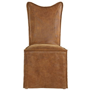 Uttermost Delroy Armless Chairs, Cognac, Set of 2, 23447-2