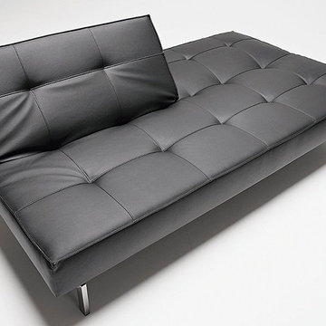 Splitback Black Leather Textile Sofa Bed by Innovation USA - $1190.00