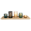 Embossed Glass/Metal Tealight/Votive Holders on Rectangle Wood Tray, 6-Piece Set