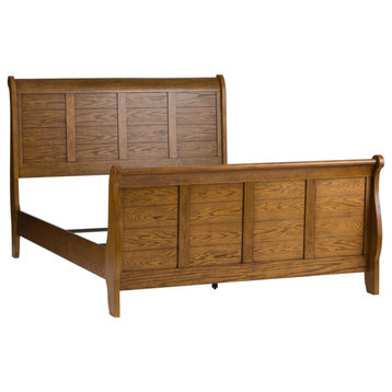 Queen Sleigh Bed (175-BR-QSL), Aged Oak Finish