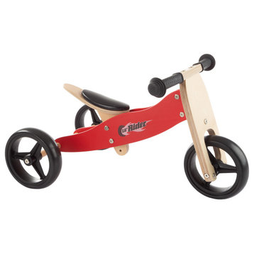 2-in-1 Wooden Balance Bike and Push Tricycle Ride-On Toy With Easy Grip Handles