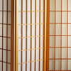Room Divider, Scandinavian Spruce Wood With Rice Paper Screen, Honey/4 Panels