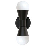 Dainolite - Fortuna Modern Contemporary Wall Sconce, Matte Black - 3.5" Matte Black Fortuna Wall Sconce. This 2 light LED compatible is recommended for the wall in a Foyer or Hall. It requires 2 incandescent G25 bulbs, is covered by a 1 Year Warranty and is suitable for either a residental or commercial space.