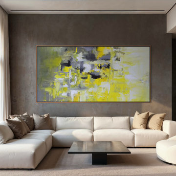 Modern Neutral Living Room with Large Abstract Wall Art