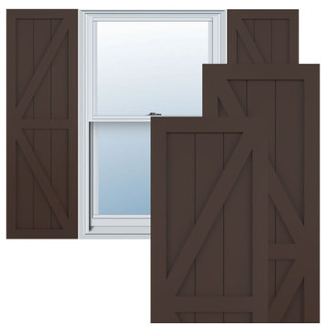15"W True Fit PVC Two Equal Panel Farmhouse With Z-Bar, Raisin Brown, 25"H