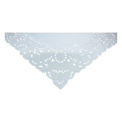 Xia Home Fashions - Spring Egg, 34"x34" Table Topper, White - Tablecloths