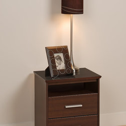 Prepac Coal Harbor Espresso 2-Drawer Tall Nightstand - Nightstands And Bedside Tables
