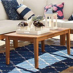 HAMPSTEAD TEAK RECTANGULAR COFFEE TABLE - HONEY - Outdoor Coffee Tables