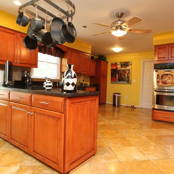 Transitional maple Kitchen with Custom Bar in Laurel, MD