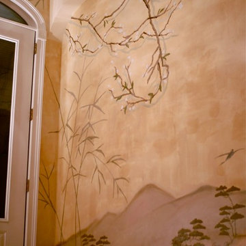 18th Century Asian Mural with Faux Linen on Foyer Walls, Southern Pines