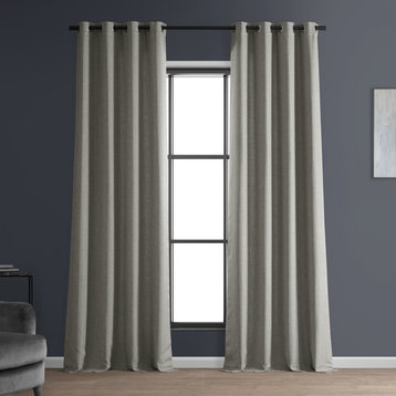 Italian Faux Linen Grommet Curtain Single Panel, Taupe Grey, 50w X 120l
