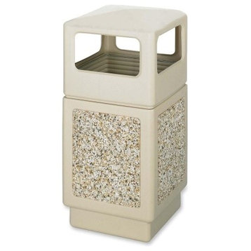 Safco Indoor/outdoor Square Receptacles, 38 gal. Capacity, Tan