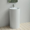 ADM Curved Freestanding Pedestal Sink, White, 18", Glossy White