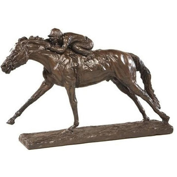 Sculpture Statue Photo Finish Horse Jockey #7 Equestrian Hand Painted