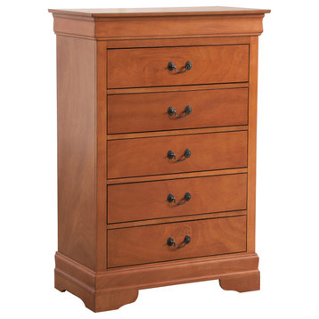 Louis Phillipe Oak 5 Drawer Chest of Drawers (33 in L. X 18 in W. X 48 in H.)