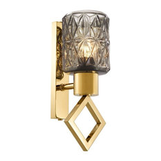 Gold Smoke Glass Wall Lamp | Eichholtz Touch, Gold, 6"Wx7"Dx14"H