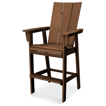 POLYWOOD Modern Adirondack Bar Chair, Teak