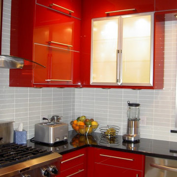 IKEA Kitchen Abstrakt Red in South Orange