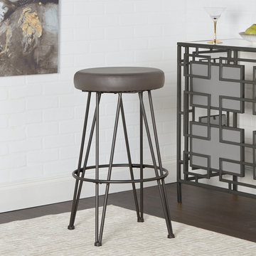 Vinnie Metal Upholstered Backless Bar Stool, Gunmetal