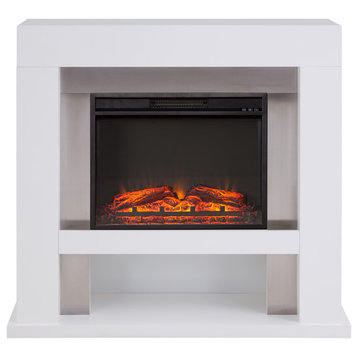 Eloise Stainless Steel Base Electric Fireplace