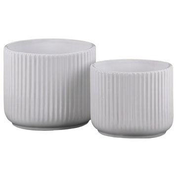 UTC11444 2-Piece Ceramic Pot Set, Gloss White
